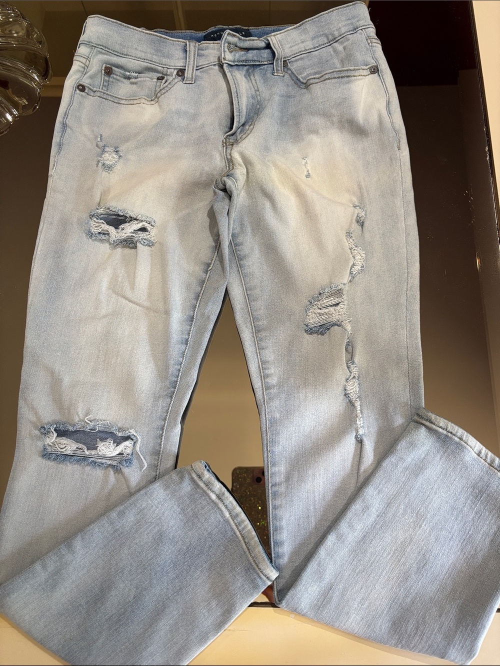 Aeropostale Light Blue Distressed Skinny Jeans